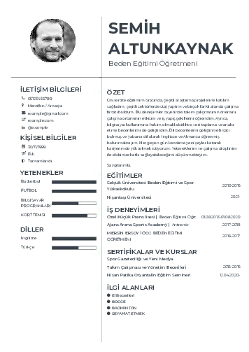 Beden Eğitimi Öğretmeni CV Örnekleri cv indir